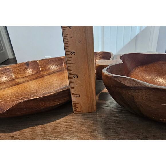 Vintage Monkey Pod Serving Dishes 2 Set Brown Hawaii Philippines Home Decor Boho - Picture 13 of 13